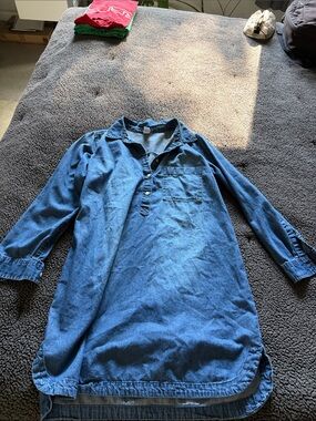 Old Navy Blue Denim Long-Sleeve Henley dress